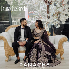 Blackberry Colour Silk Velvet Wedding Lehenga Set