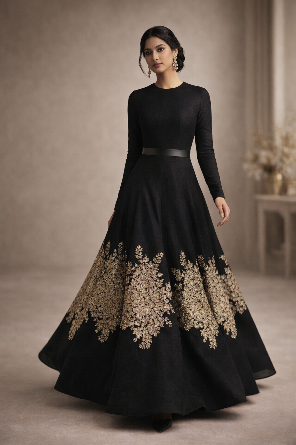 Black Color Floor Length Gown