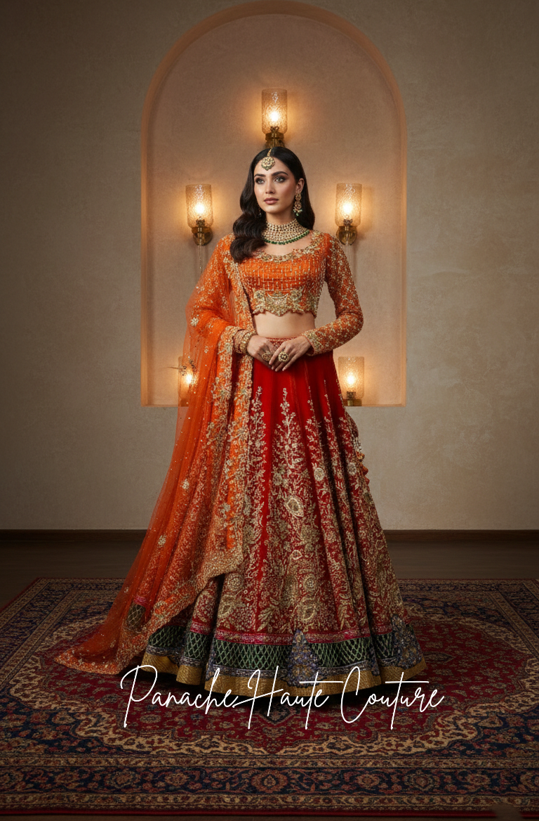 Burnt Orange Color Wedding Lehenga Perfect for Weddings