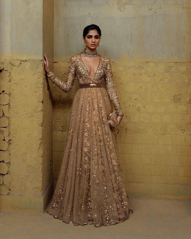 Fawn Color Sabyasachi Inspired Gown