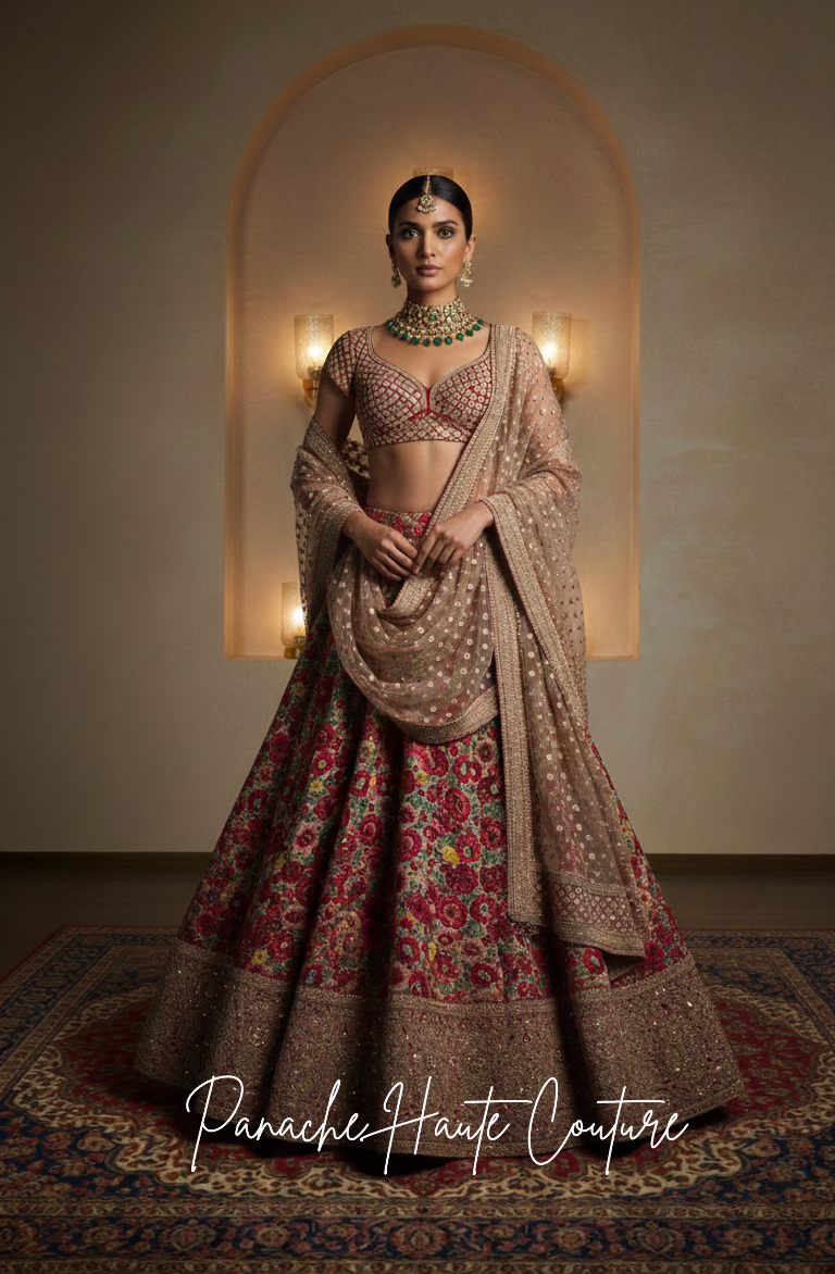 Floral Embroidered Wedding Lehenga