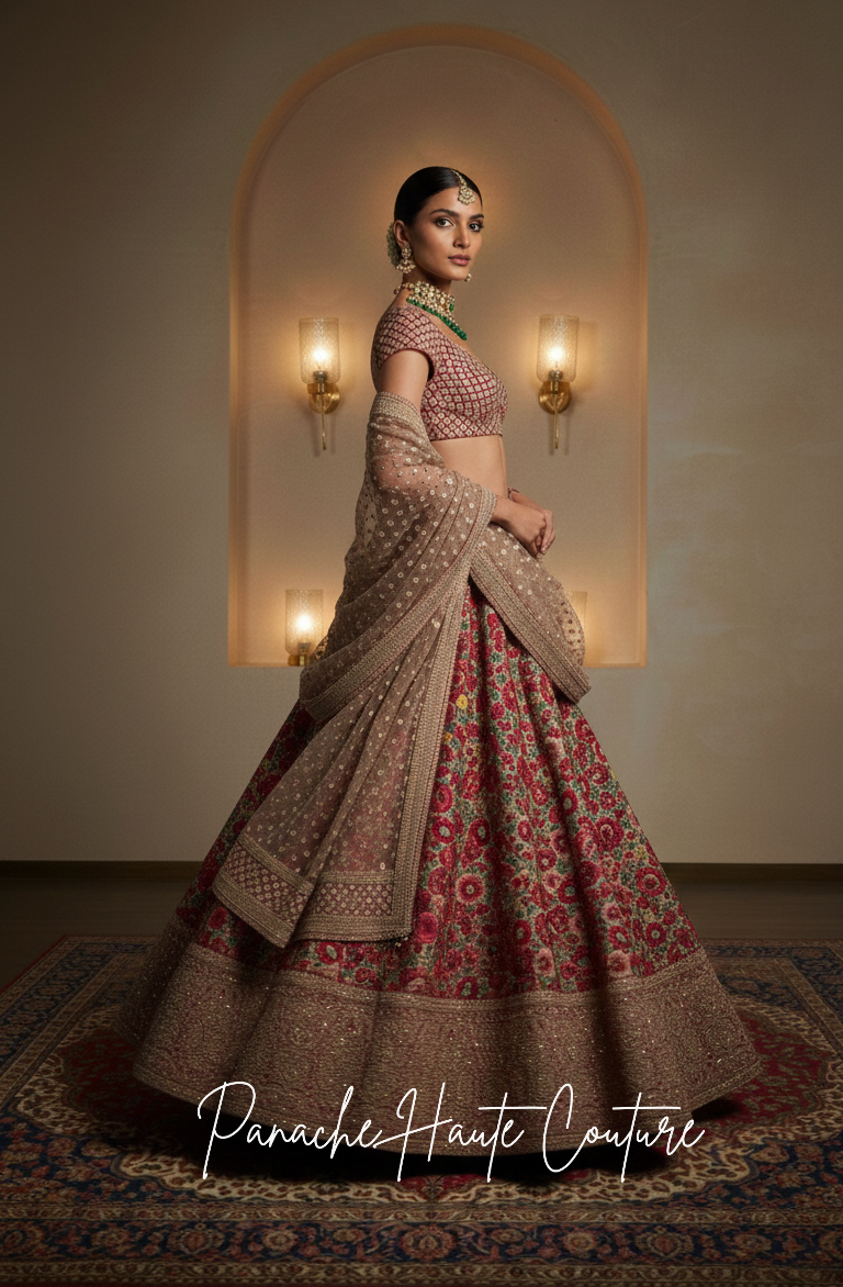 Floral Embroidered Wedding Lehenga