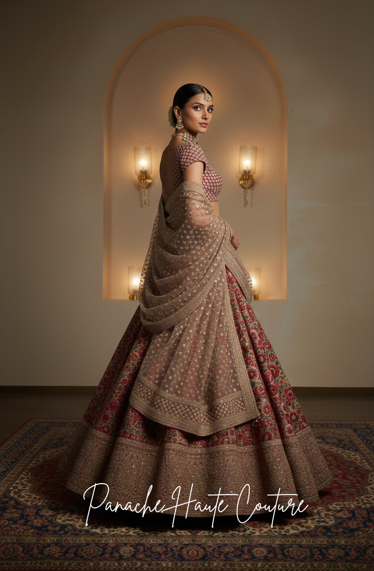 Floral Embroidered Wedding Lehenga