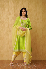 Fresh and Vibrant Lemon Green and Yellow Punjabi Suit