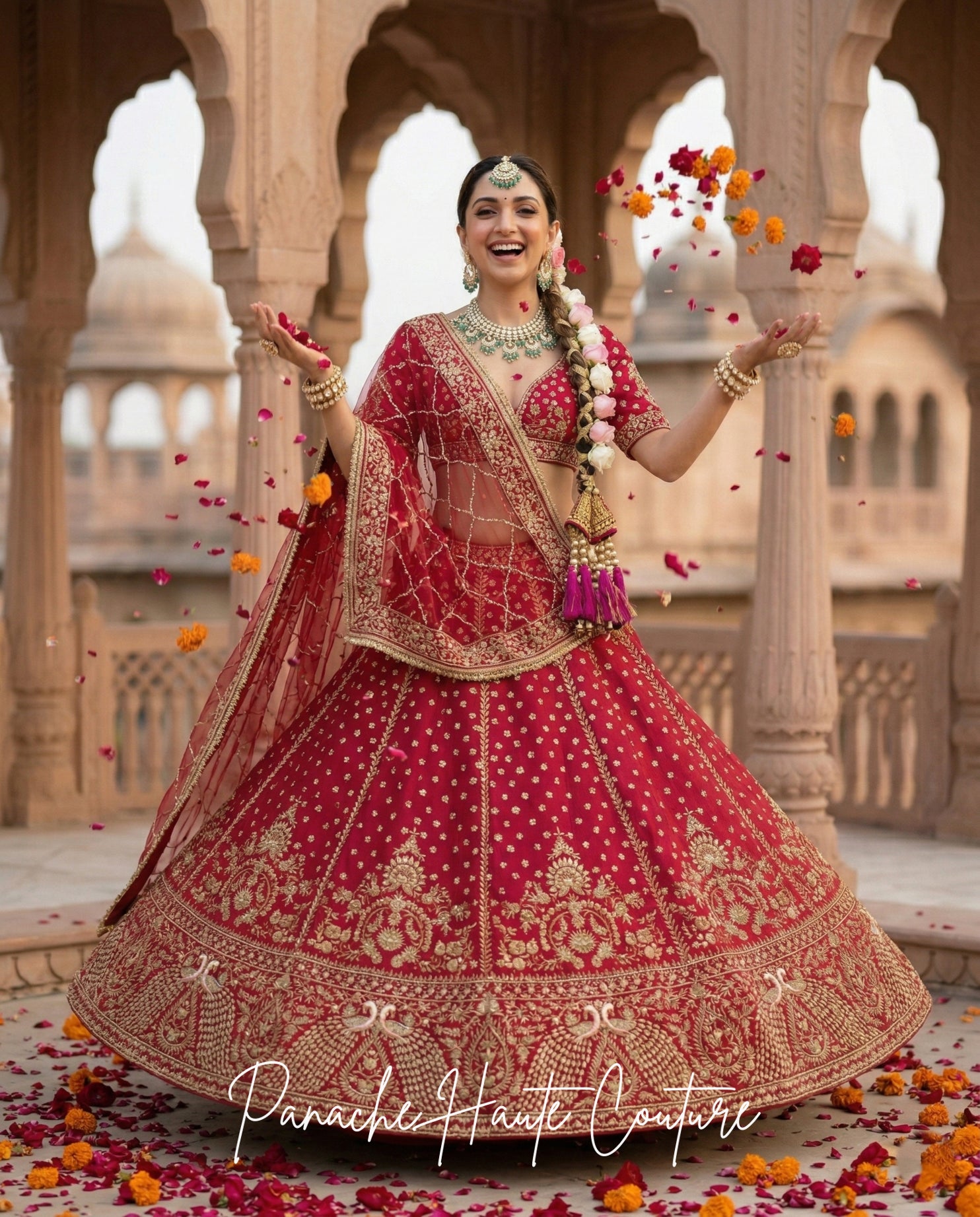 Magenta Pink Zardozi Lehenga with Net Dupatta | Wedding Wear