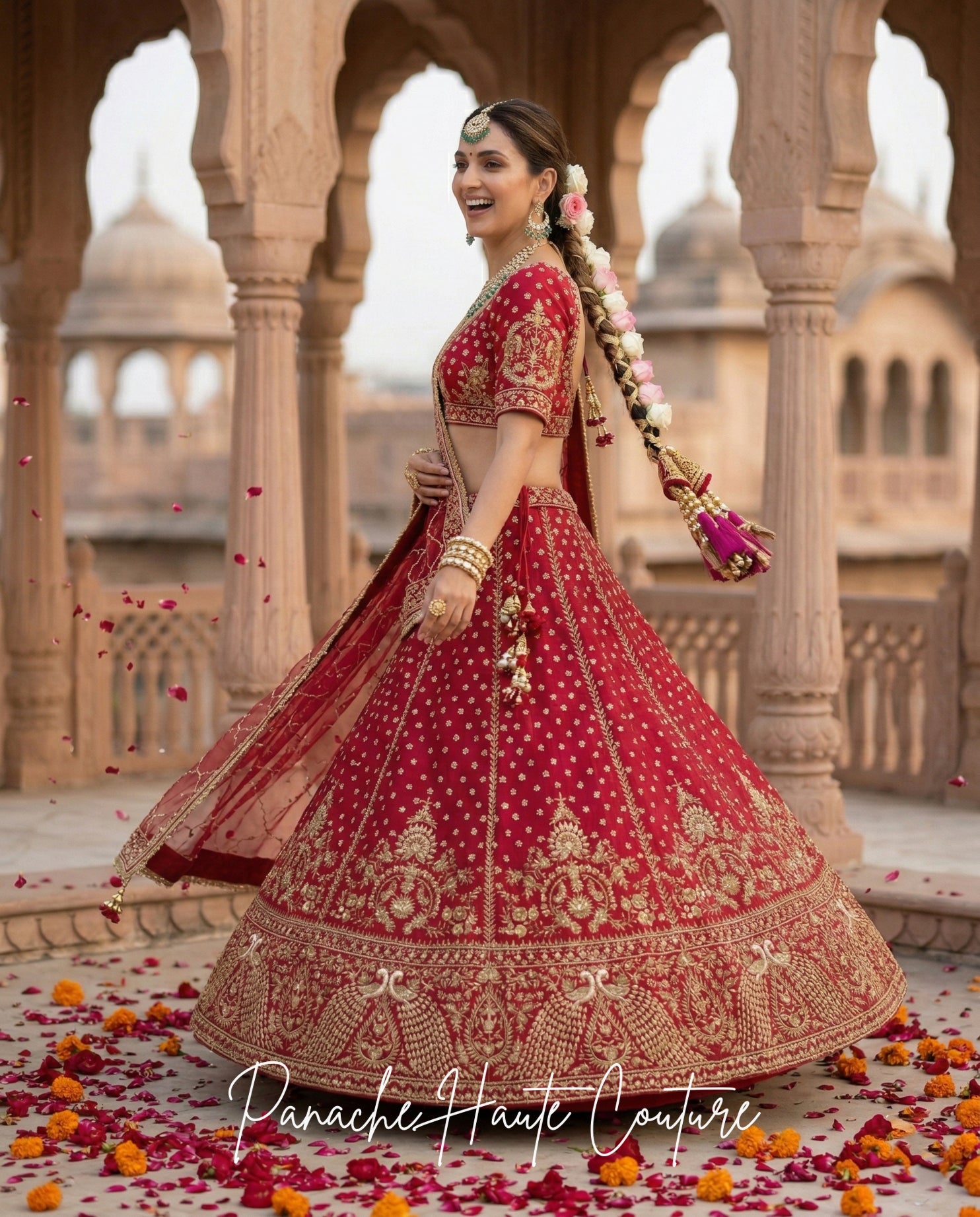 Magenta Pink Zardozi Lehenga with Net Dupatta | Wedding Wear