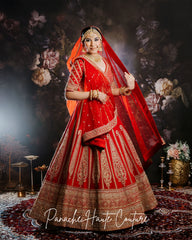 Mischita Red Lehenga in Dupion with Paisley Design