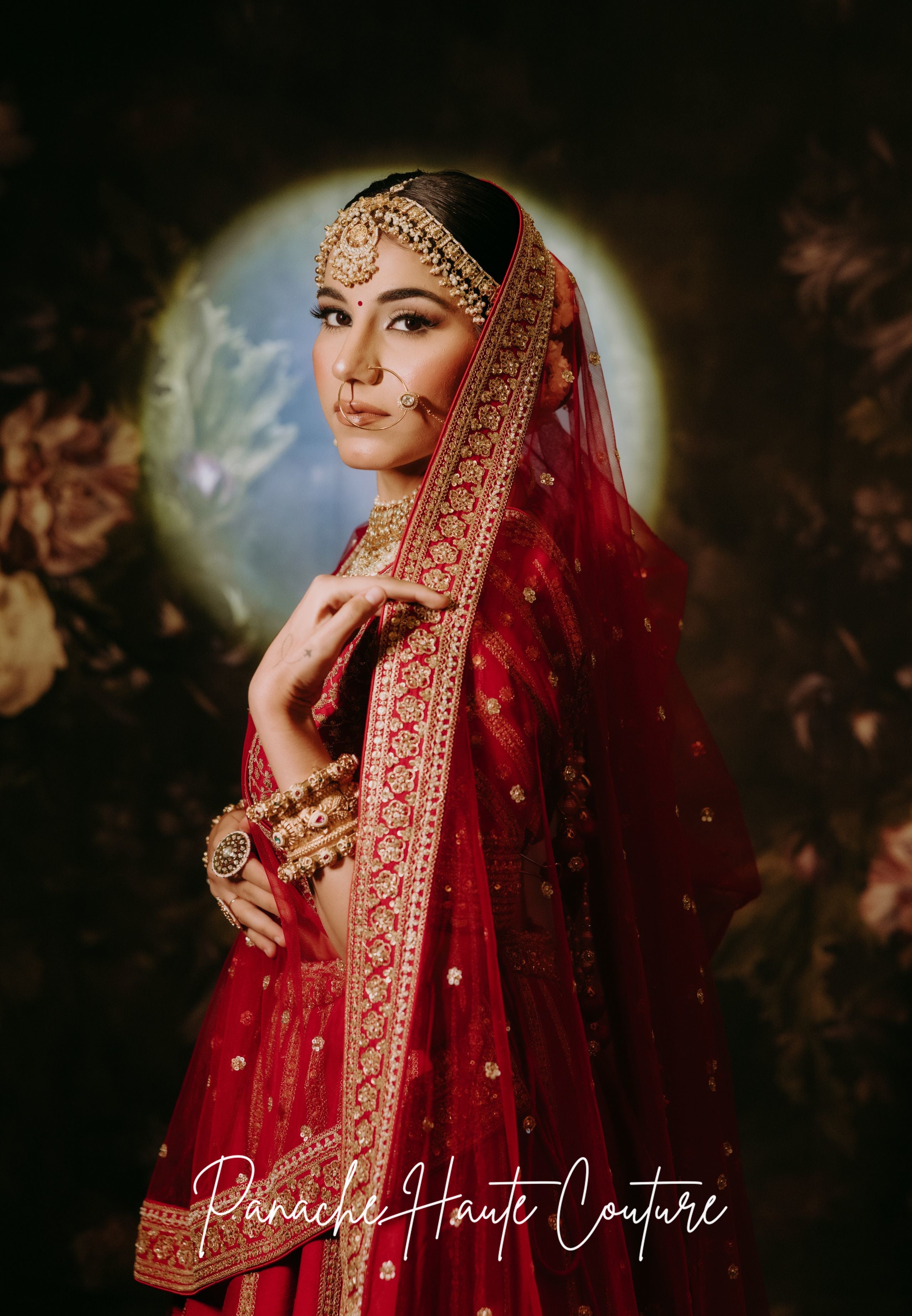 Mischita Red Lehenga in Dupion with Paisley Design