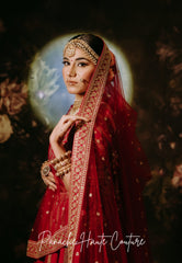 Mischita Red Lehenga in Dupion with Paisley Design