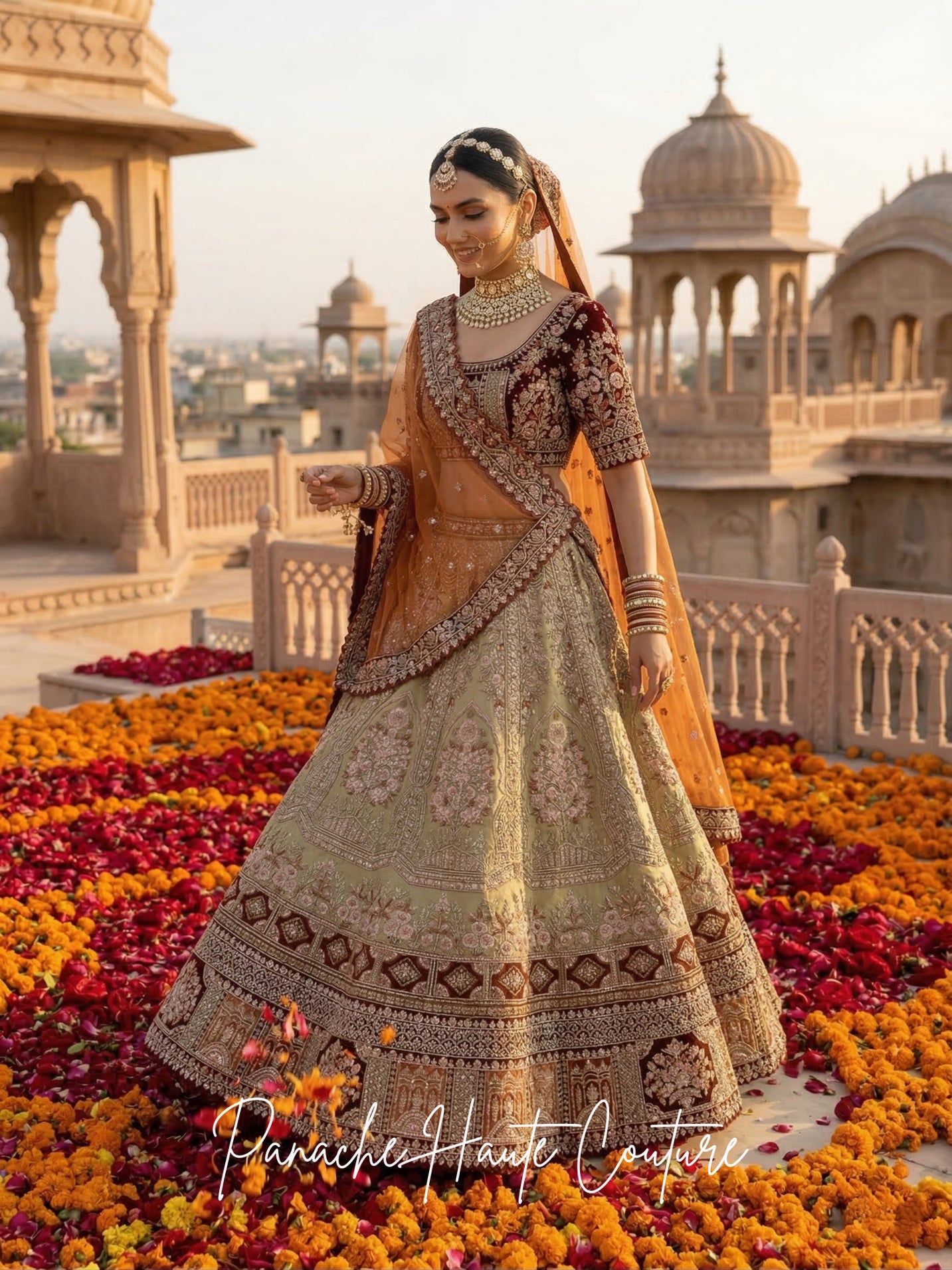Dilras Light Green Bridal Lehenga-Panache Haute Couture