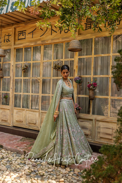 Sage Green Color Wedding Lehenga ADARA – Panache Haute Couture