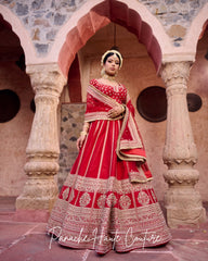 Vaidehi Red Color Lehenga with Marodi, Kasab & Sequins
