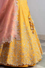 Exquisite Yellow Raw Silk Lehenga with Zardozi Embroidery