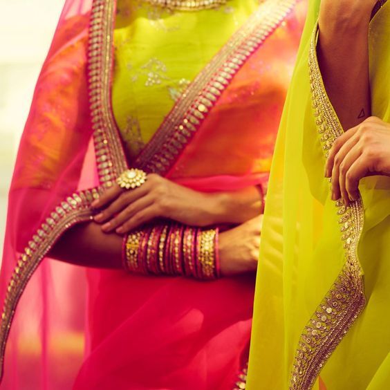 Bespoke Fluorescent Organza Silk Saree | Panache Haute Couture Sydney