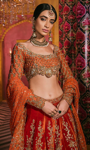 Orange Color Wedding Lehenga