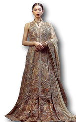 Rose Gold Color Wedding Jacket Lehenga