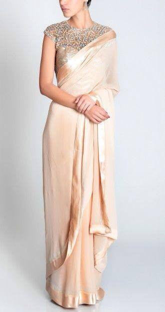 Offwhite color Pure Crepe Saree