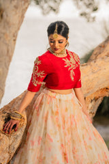 Alluring Partywear Silk Organza Floral Lehenga Set