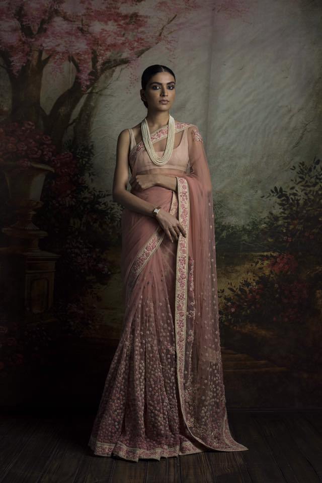 Dusty Pink Color Designer Saree