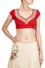 Red colour blouse in gorgette fabric