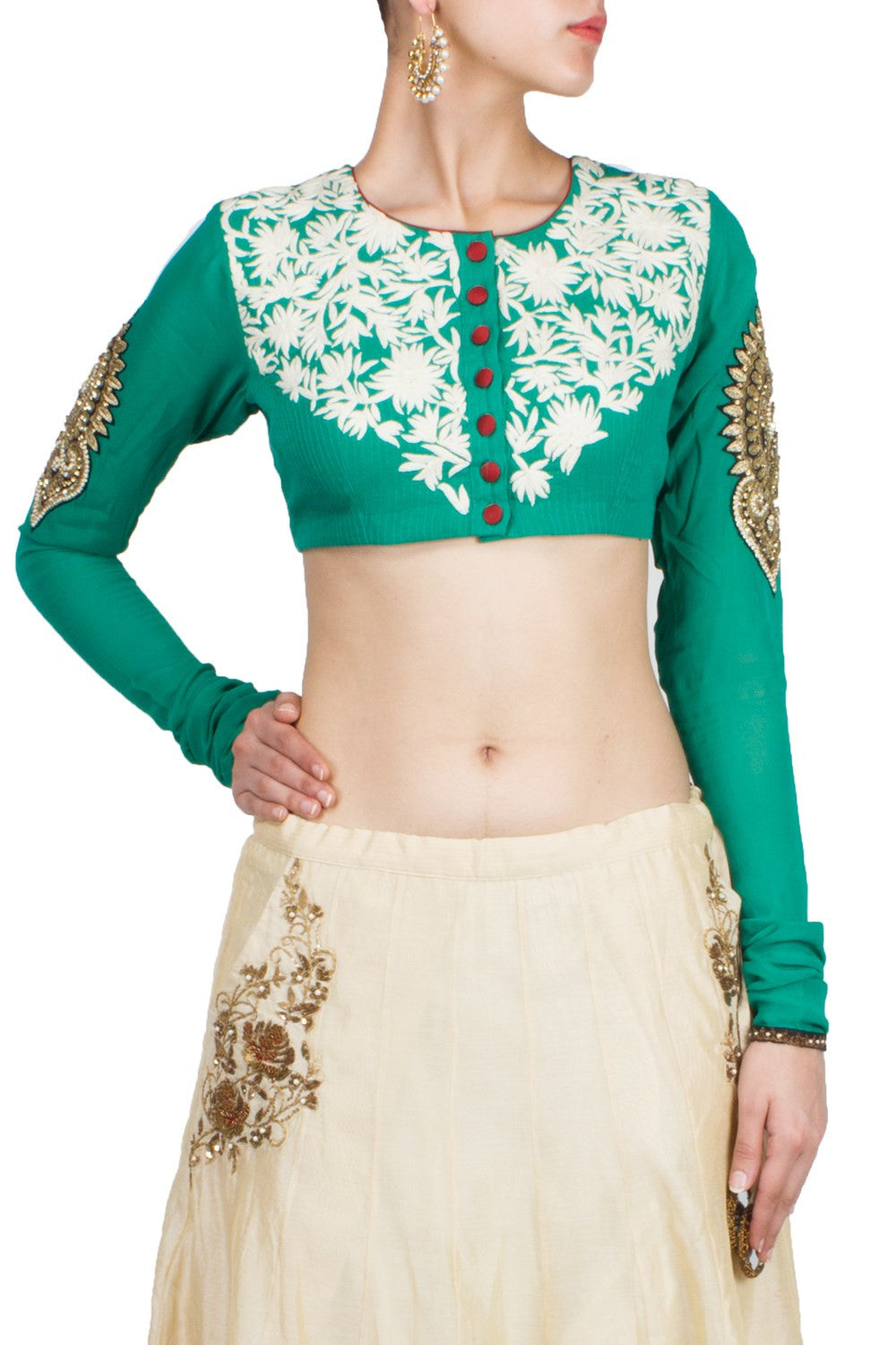 Sea Green Colour blouse in gorgette fabric