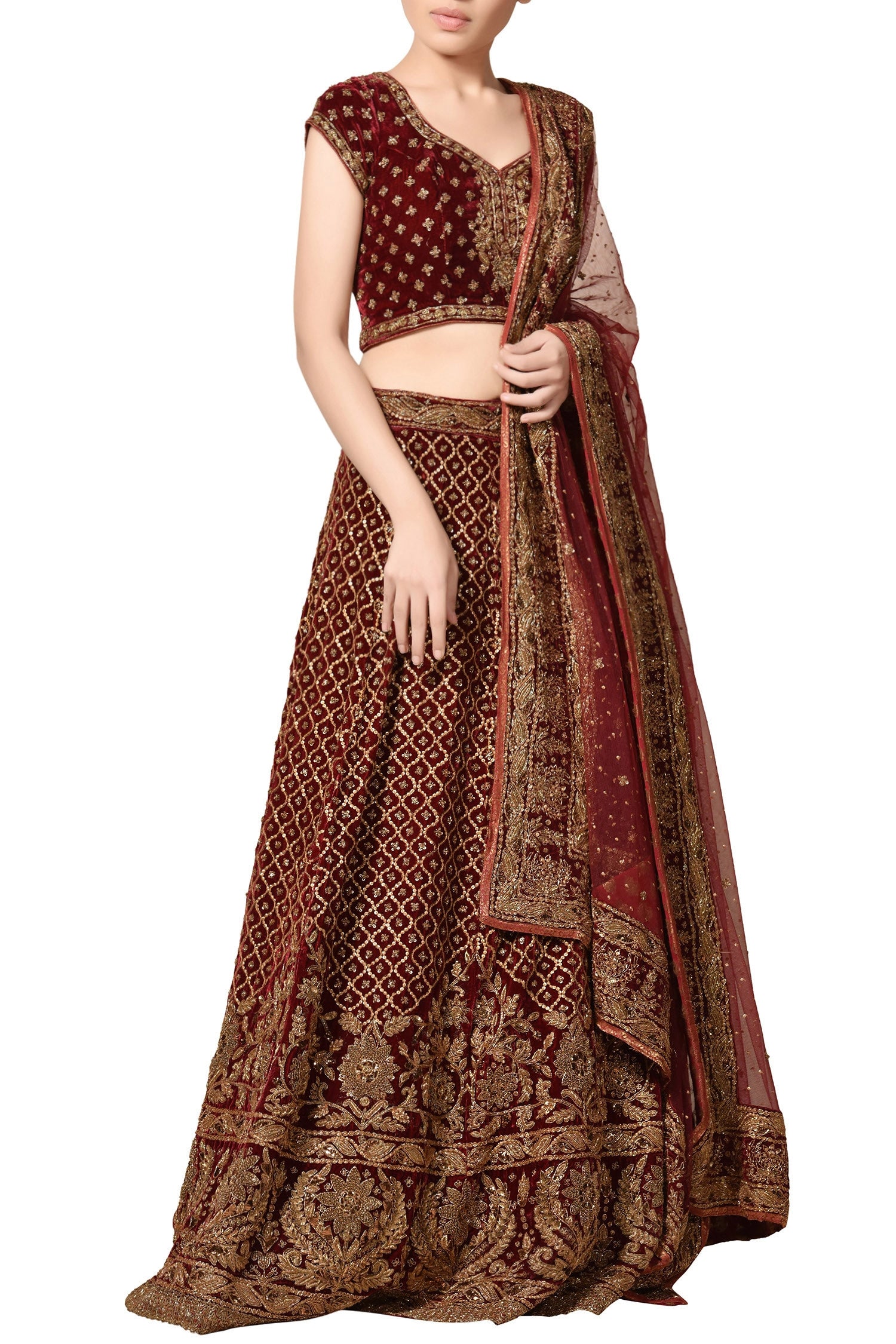 Burgandy Colour Wedding Lehenga