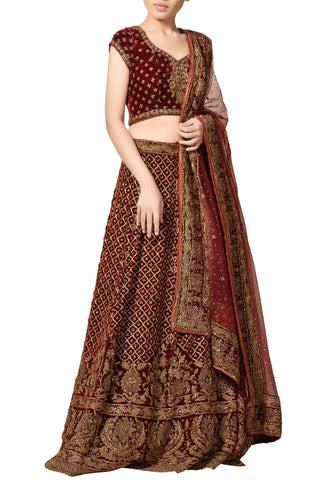 Burgandy Colour Wedding Lehenga
