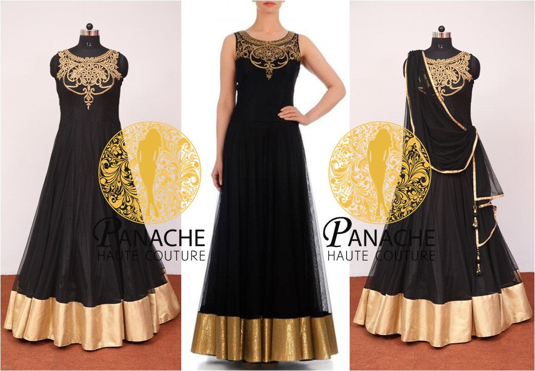 Black color anarkali Indo-Western gown