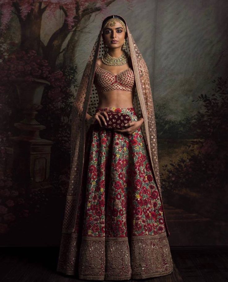 Floral Embroidered Wedding Lehenga