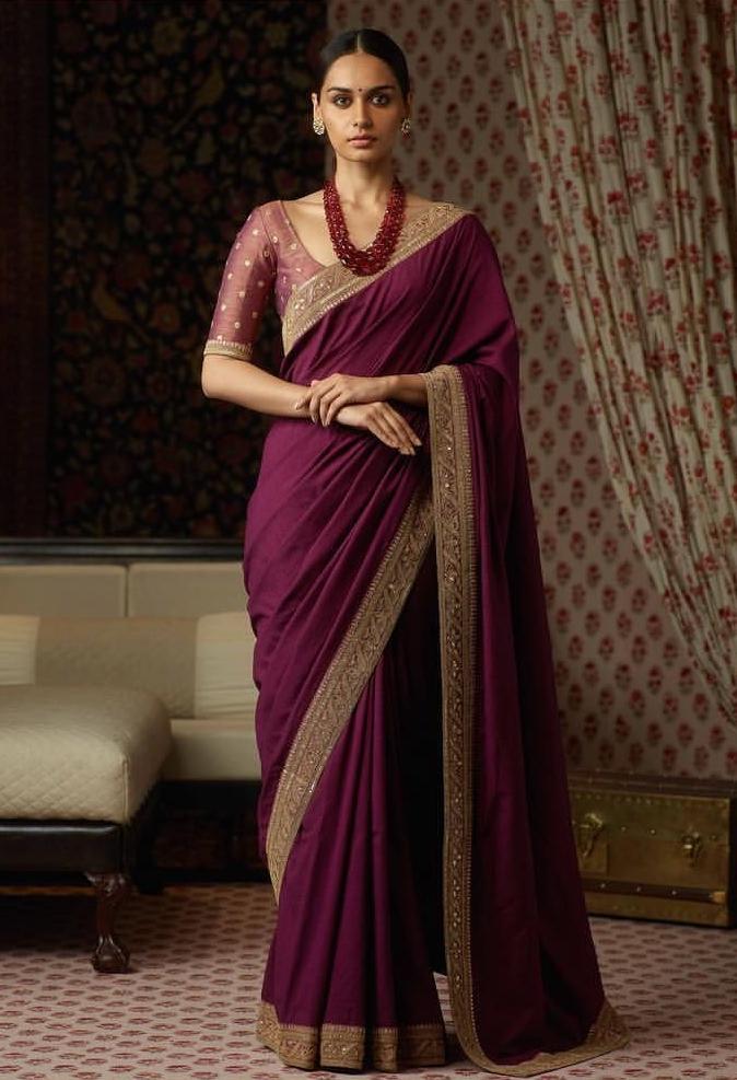 Purple Colour Silk Saree