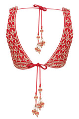Red color gotta patti embroidered blouse in silk