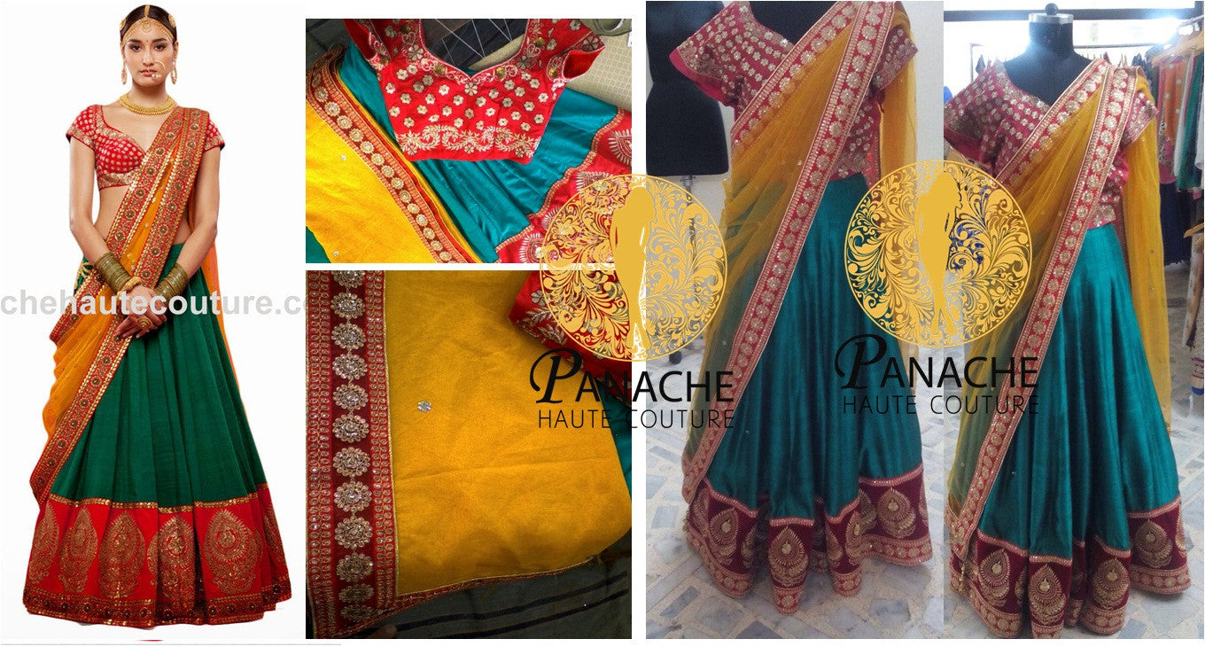 Sabyasachi Green color Wedding Lehenga