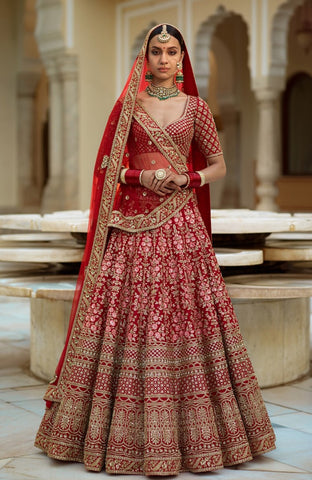 Sabyasachi Inspired Fuschia Color Wedding Lehenga Set