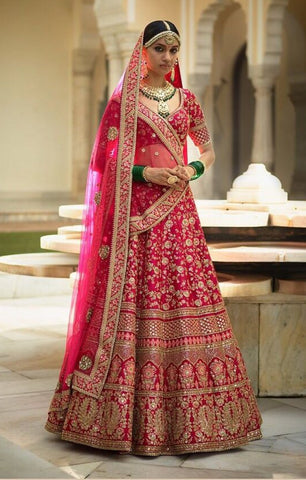 Sabyasachi Inspired Fuschia Color Wedding Lehenga Choli