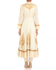 Royal looking pearl white color anarkali suit