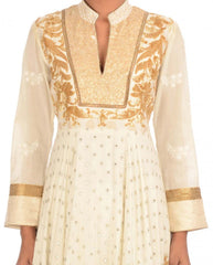 Royal looking pearl white color anarkali suit