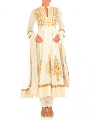 Royal looking pearl white color anarkali suit