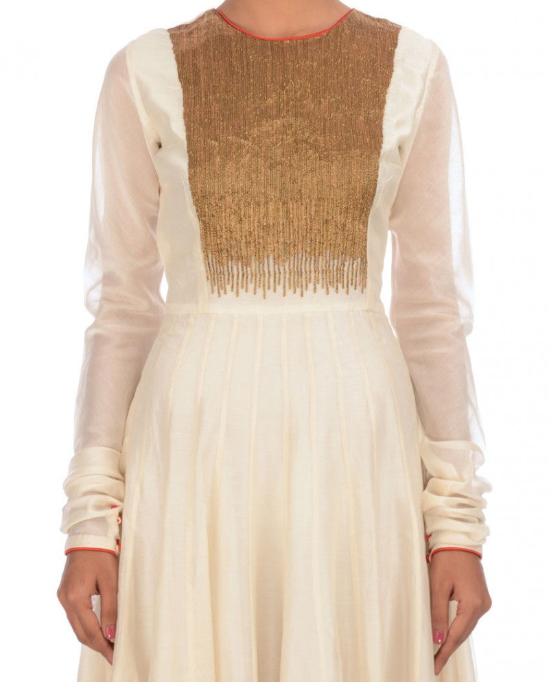 Long anarkali suit in white color