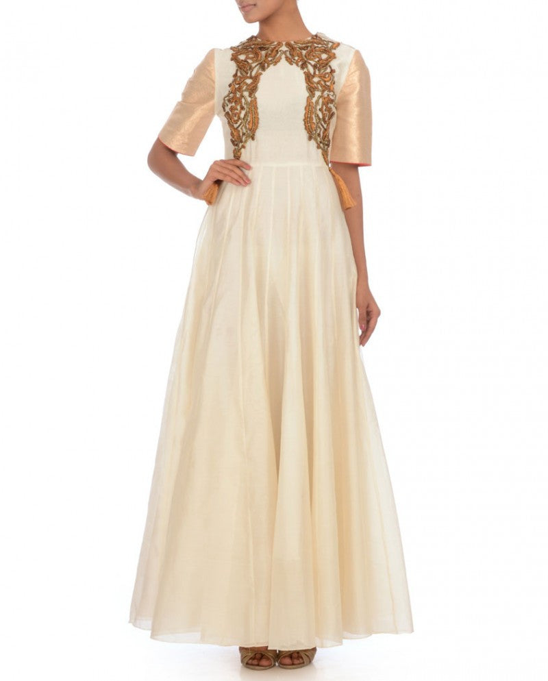 Long anarkali suit in white color