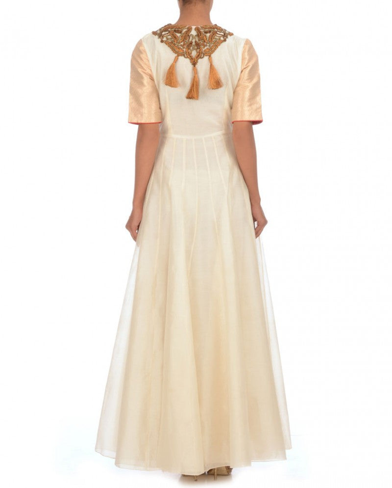 Long anarkali suit in white color