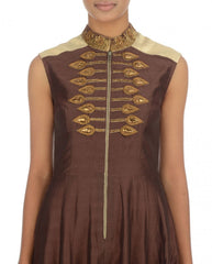 Dark brown long anarkali gown