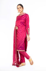 Adorable Pomegranate Red Pure Silk Salwar Kameez