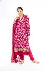 Adorning Rubine Red Palm Silk Salwar Kameez