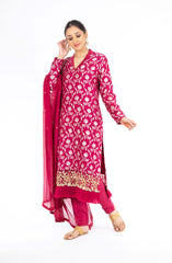 Adorning Rubine Red Palm Silk Salwar Kameez