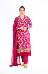 Adorning Rubine Red Palm Silk Salwar Kameez