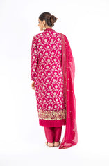 Adorning Rubine Red Palm Silk Salwar Kameez