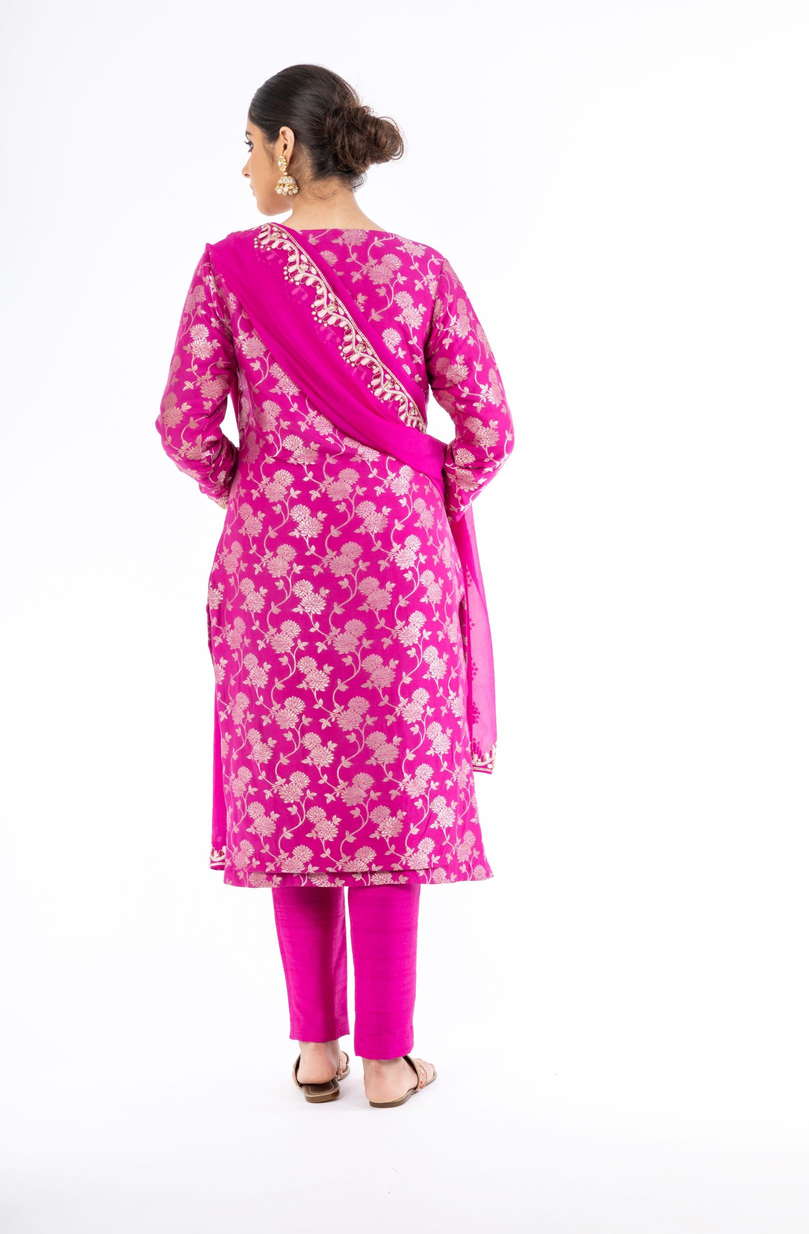 Alluring Magenta Color Palm Silk Salwar Kameez