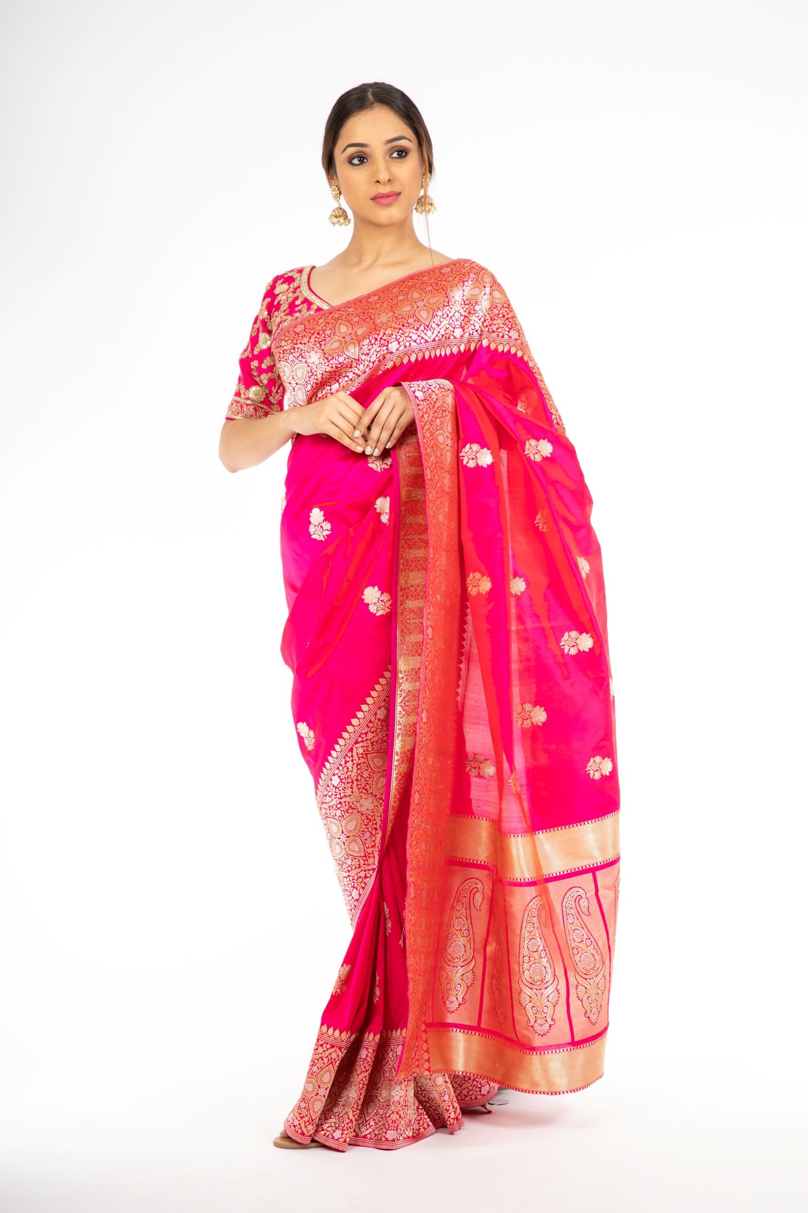Amazing Pink Color Kadwa Weaving Handloom Saree from Panache Haute Couture
