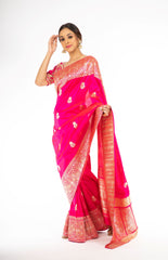 Amazing Pink Color Kadwa Weaving Handloom Saree from Panache Haute Couture