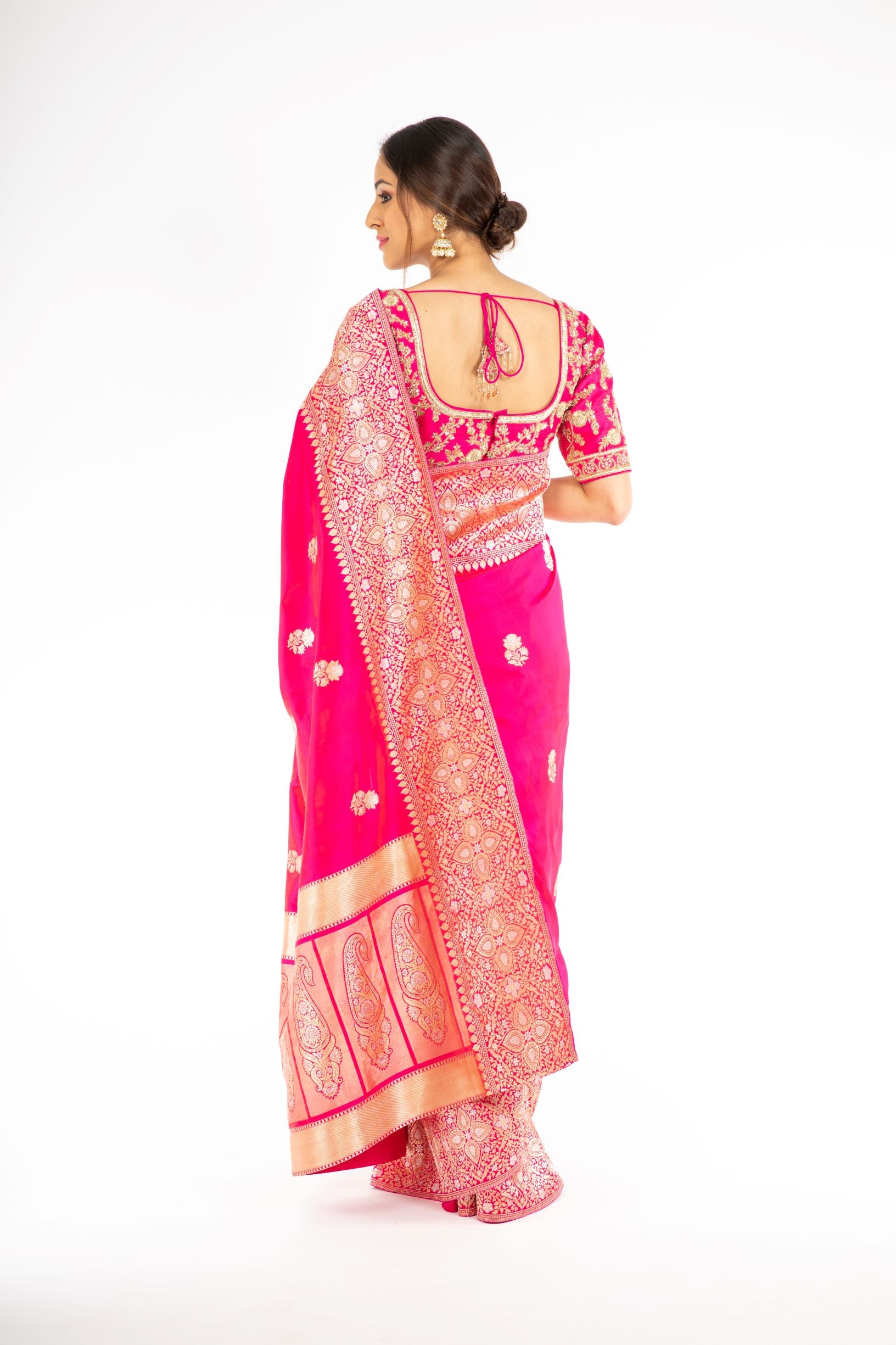 Amazing Pink Color Kadwa Weaving Handloom Saree from Panache Haute Couture
